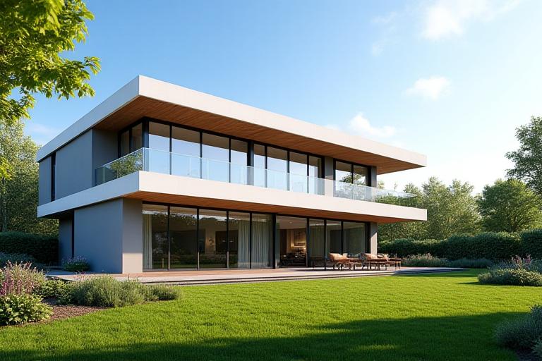 Moderna porodična kuća eksterijer, sa zelenim dvorištem